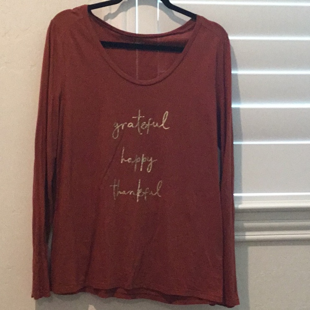 LOFT Burnt Orange Relaxed Long Sleeve Tee, size lg
